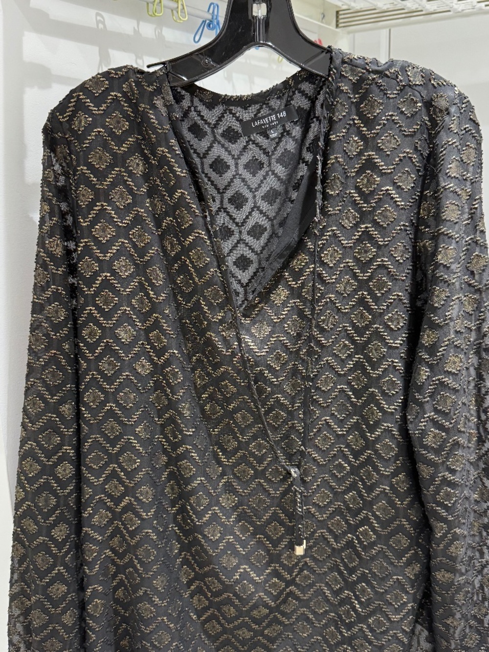 Lafayette Balck and gold metalic Blouse